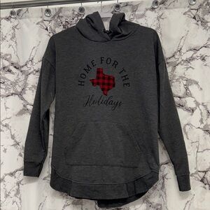 Maurices Charcoal Hoodie with Red Plaid Design